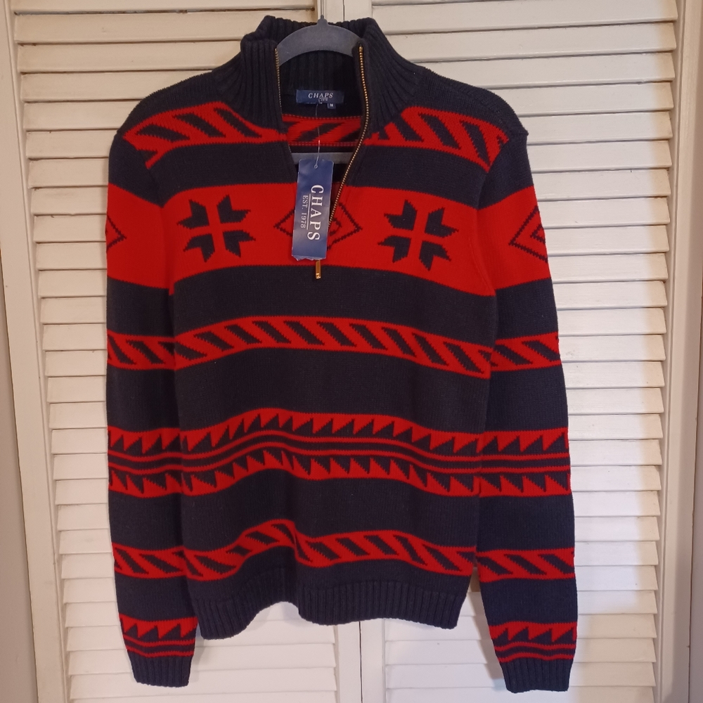 NWT Chaps Adirondack sweater sz medium 1/4 zip